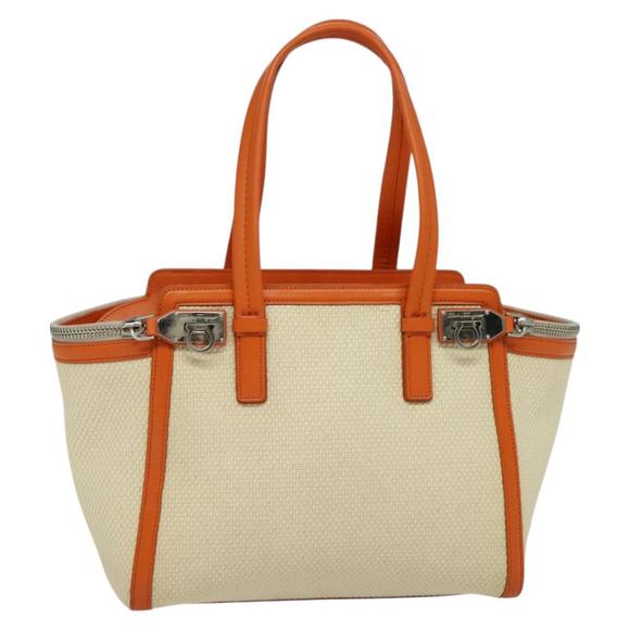 Salvatore Ferragamo Gancini Beige Canvas tote - Picture 1 of 10